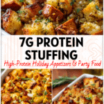 Golden-baked Thanksgiving Stuffing Using Bread in a casserole dish, perfect for Southern-style Dinner Ideas Thanksgiving.